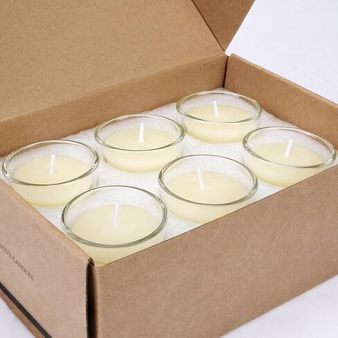 شموع نذرية من شمع العسل النقي - مجموعة من 6 شموع طبيعية في كوب زجاجي لديكور غرفة المنزل وهدية سبا وحفلات الزفاف in Kuwait