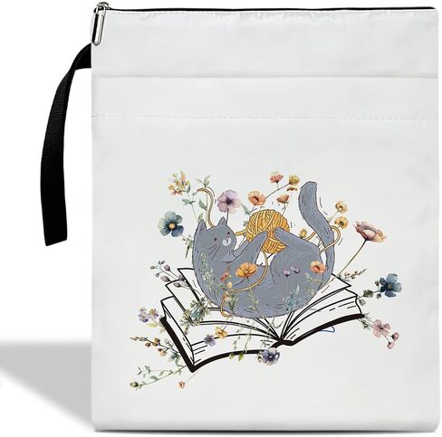 Just A Girl Who Loves Books & Cat Book Sleeve, Book Sleeve with Zipper, Book Pouch Book Cover Kindle Protector Sleeve, Book Sleeve for Book Lovers Gifts for Women Teen Librarian Bookworm Bookish /24 in Saudi Arabia
