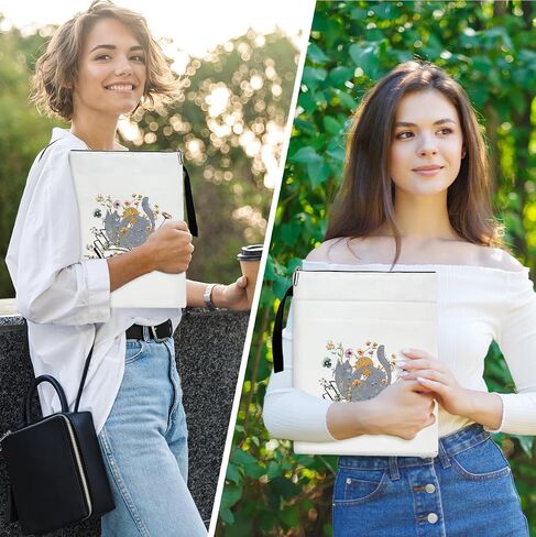 Just A Girl Who Loves Books & Cat Book Sleeve, Book Sleeve with Zipper, Book Pouch Book Cover Kindle Protector Sleeve, Book Sleeve for Book Lovers Gifts for Women Teen Librarian Bookworm Bookish /24 in Saudi Arabia