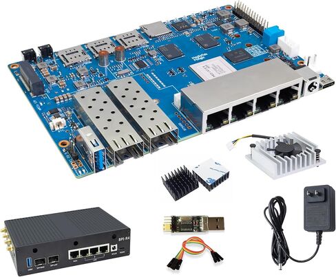 Banana Pi BPI-R4 WiFi 7 Wireless Dual-Band WiFi Router Board OpenWRT, with MediaTek MT7988A (Filogic 880) SoC, Support 2X 10GbE SFP and 4X GbE Gigabit Ethernet for NAS Smart Home Gateway (Bundle3) in Saudi Arabia
