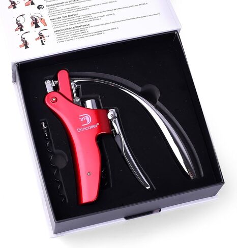 Vertical Lever Corkscrew with Non-Stick Worm, Compact Rabbit Wine Opener Wine Bottle Opener with built-in Foil Cutter in Saudi Arabia