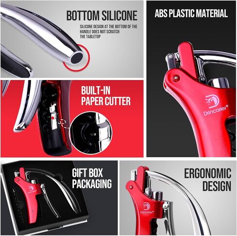 Vertical Lever Corkscrew with Non-Stick Worm, Compact Rabbit Wine Opener Wine Bottle Opener with built-in Foil Cutter in Saudi Arabia