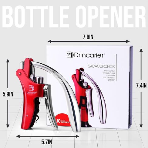 Vertical Lever Corkscrew with Non-Stick Worm, Compact Rabbit Wine Opener Wine Bottle Opener with built-in Foil Cutter in Saudi Arabia