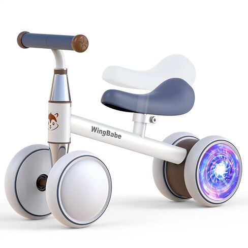 Baby Balance Bike for 1-3 Years Old Boys Girls, Colorful Lighting 4 Silence Wheels Toddler Balance Bike with Adjustable Seat, Baby Bike Toddler 1st Birthday Gifts in Saudi Arabia