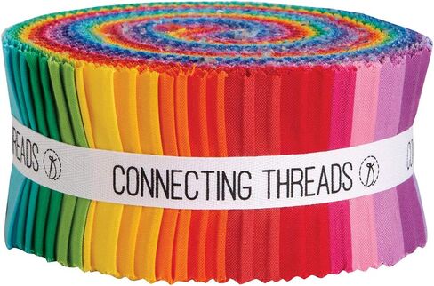 Connecting Threads Color Wheel Precut 40 pcs 100% Cotton Quilting Fabric Bundle 2.5" Strips (White) in Saudi Arabia