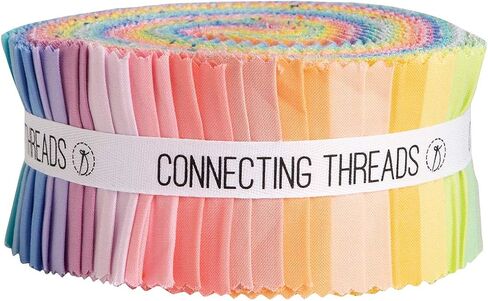 Connecting Threads Color Wheel Precut 40 pcs 100% Cotton Quilting Fabric Bundle 2.5" Strips (White) in Saudi Arabia