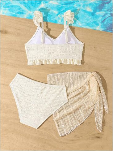 SOLY HUX Girl's Cute Bikini Set 3 Piece Ruffle Swimsuit High Waist Bathing Suit with Cover Up Skirt in Saudi Arabia