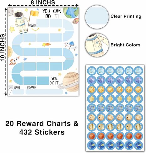 20 Unicorn Reward Chart with 432 Round Stickers, Incentive Behavior Chart for Kids at Home Classroom, Kids Routine Daily Chore Sticker Chart-B21 in Kuwait