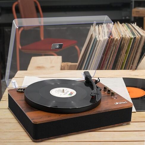 LP&No.1 Vinyl Record Player, 3-Speed Belt-Drive Turntable with Stereo Speakers, USB Playback & Recording, Wireless Input & Output, Auto-Stop | Pitch Control | RCA | AUX-in | Headphone Jack | Red in Saudi Arabia