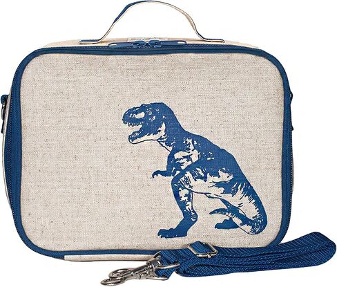 SoYoung Lunch Box - Insulated Lunch Bag for Picnic & Bento Box, Modern Design, Linen/Cotton, Machine Washable, Detachable Strap - Blue Dino in Saudi Arabia