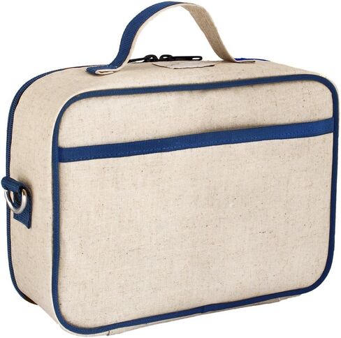 SoYoung Lunch Box - Insulated Lunch Bag for Picnic & Bento Box, Modern Design, Linen/Cotton, Machine Washable, Detachable Strap - Blue Dino in Saudi Arabia