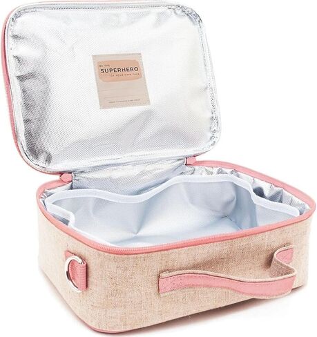 SoYoung Lunch Box - Insulated Lunch Bag for Picnic & Bento Box, Modern Design, Linen/Cotton, Machine Washable, Detachable Strap - Blue Dino in Saudi Arabia