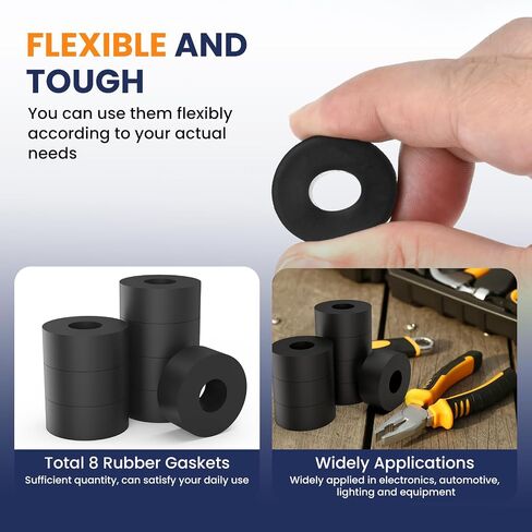 8Pcs Multi-Purpose Rubber Spacers, 1 Inch OD x 3/8 Inch ID x 1/2 Inch Thickness Anti Vibration Round Solid Rubber Bushing Washers Isolation Pads for Car Accessories, Motor, Home, Screws, Bolts in Saudi Arabia