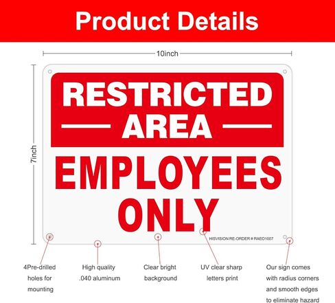 Restricted Area Do Not Enter Authorized Personnel Only Sign, 2 Pack - 10 x 7 Inches Reflective .40Aluminum,Rust Free Heavy Duty Aluminum，FadeResistant, UV Protected,Weatherproof,Easy to Mount in Saudi Arabia