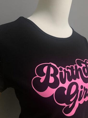 Woxlica Birthday Shirt Women Graphic Crop Top Birthday Girl Gift Tee Shirt in Saudi Arabia
