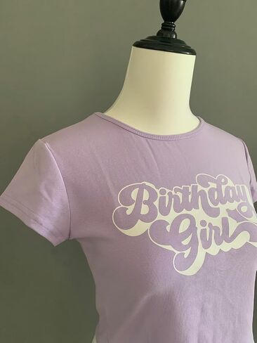 Woxlica Birthday Shirt Women Graphic Crop Top Birthday Girl Gift Tee Shirt in Saudi Arabia
