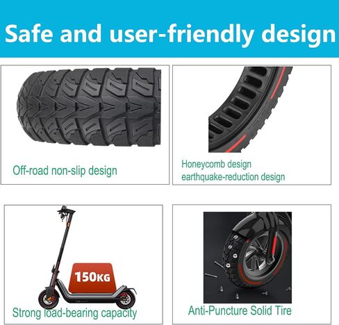 TOCBEUU 10x2.5 Inch Solid Tires for Electric Scooter, 60/70-6.5 Replacement Wheels, Rubber Tyre for Segway Ninebot Max G30P/G30LP/G30/G30D/G30E/G30LP/G30D II/G30 Max/G2/F2 pro& Hiboy S2 MAX (2PCS) in Kuwait