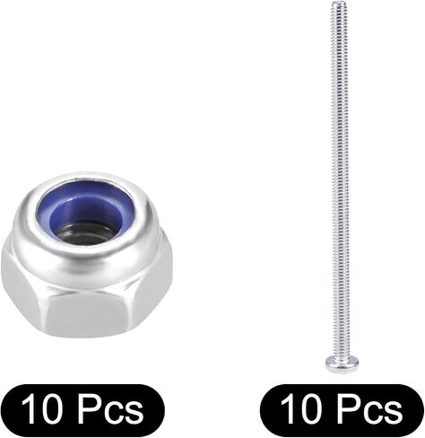 uxcell M4x80mm Pan Phillips Cross Head Screw 10pcs and M4x0.7mm Nylon Insert Hex Lock Nuts 10pcs in Saudi Arabia