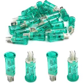 Othmro 20Pcs Green Indicator Light, AC/DC 220V Plastic LED Indicator Signal Lamp, MDX-11A LED Light, 1.18in Length Opening Diameter 0.37in Panel Indicator Flashing Alarm for Turning Signal