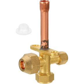 PATIKIL Air Conditioner Stop Valve, Fit for 3/8" OD Copper Tube Size Straight 3 Way Angle Stop Service Valve Fitting for Mini Split AC Refrigeration