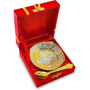NOBILITY Bowl Spoon Set Silver Plated Light Weight with Red Box Friends Family Corporate Gift Items Diwali Christmas Eid Wedding Return Home Decoration Dessert Dry Fruits Serving Gifts