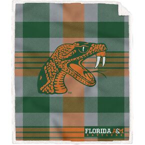 Pegasus Sports Officially Licensed NCAA Plaid Steel Royal Plush Sherpa Blanket