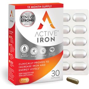 Active Iron High Potency Iron Supplement, 2X Better Absorption & Non-Constipating, Helps Support Energy, Iron Pills for Women & Men, 25mg (30 Capsules)