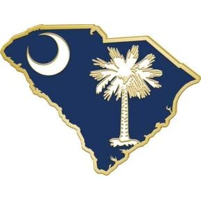 Crown Awards South Carolina State Flag Pins - Shape of South Carolina Lapel Pins Prime