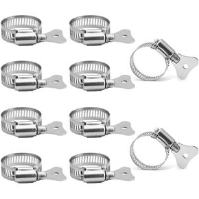 Adjustable Hose Clamps,Thumb Screw Pipe Clamp, Rddconkit 10pcs Key-Type Hoop Clip Ring Stainless Steel Fastener hose clamps for dust collection hose air hose Pipe Clamp etc. Cars Moto Pipe Clamps