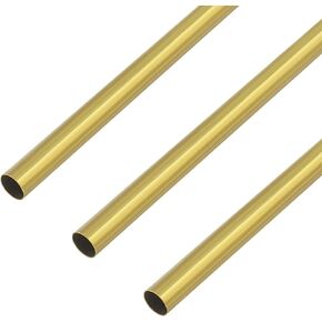 3 PCS Brass Round Tube, 300mm/1FT Length, 5mm/0.2" OD, 0.5mm/0.02" Wall Thickness, Seamless Straight Copper Pipe Metal Tubing