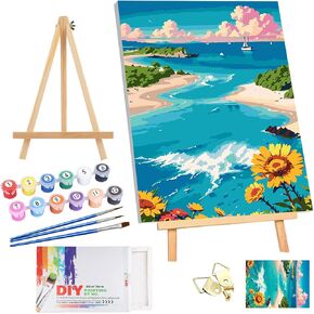 مجموعة الطلاء بالأرقام من DOMROM للبالغين مع إطار - نسر، حيوانات، طلاء سهل بالأرقام، طيور، قماش مؤطر، صناعة يدوية من الأكريليك للفنون والحرف اليدوية للبالغين لديكور المنزل (12 × 16 بوصة) in Kuwait