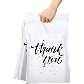 Metronic Poly Mailers 12x15.5 100 Pcs | Upgrade Design Shipping Bags with Handle | Mailing Envelopes for Clothing with Self Adhesive | Easy to Carry, Waterproof and Tear-Proof Postal Bags Light Pink