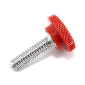 1/4"-20 x 7/8" Thumb Screw Stainless Steel - Red Knurled Round Plastic Knob - Standard/Coarse Thread ThumbScrew - Length: 0.875" - Proudly Built in USA - Package of (4)
