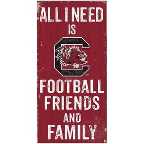 South Carolina Gamecocks 6" x 12" All I Need is Football, Friends, and Family Wood Sign