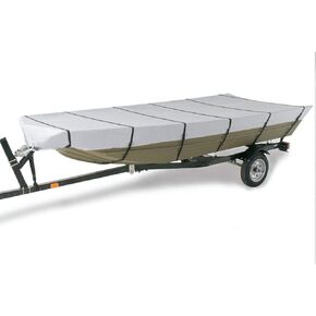 GOODSMANN Jon Boat Covers Waterproof Heavy Duty Marine Grade UV Resistant Trailerable Boat Cover with Adjustable Straps Gray Fits 16ft Length Beam Width to 75'' for Jon Boat