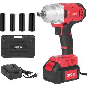 21v Brushless 1/2 Inch Impact Wrench Kit, 600Nm Brushless Power Impact Gun with 4.5Ah Battery, Fast Charger and Tool Box