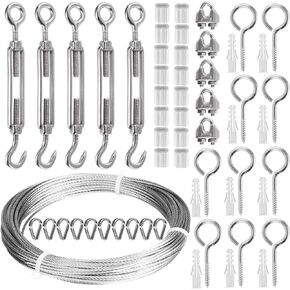 طقم مصفاة سلك وصلة ربط المقطورة 61 قطعة مع حبل كابل سلكي بطول 98 قدم، مجموعة أدوات شد حبل سلكي عالي التحمل لاستخدام مشروع الأسلاك بنفسك in Kuwait