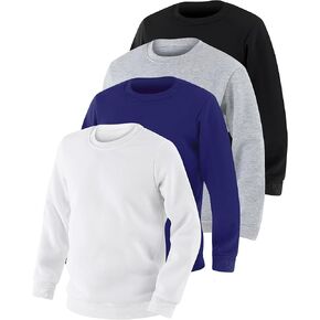 Taiyin 4 Pack Men's Crewneck Sweatshirts Plush Fleece Crewneck Sweatshirt Bulk Adult Athletic Pullover Sweater