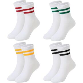 American Trends Kids Athletic Crew Socks Toddler Striped Socks School Uniform Socks 4 Pairs