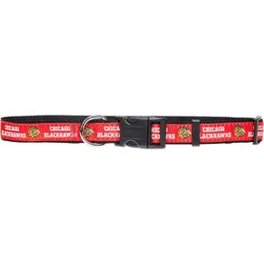 NHL PET Collar Chicago Blackhawks Dog Collar, Size Large Hockey Team Collar for Dogs & Cats. A Shiny & Colorful Dog & Cat Collar Licensed by The NHL