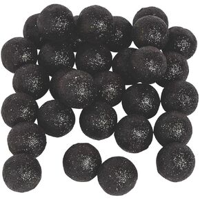 Fun Express Black Foam Glitter Balls - 40 Pack - .75 Inch Diameter - Vase Filler, Home Decor, Party Decorations, DIY Projects