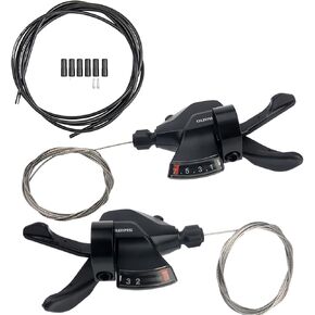 Libereco Bike Shifter M315 21 Speed (Left 3 Speed and Right 7 Speed) Bicycle Shifter Lever with Cable Housing and End Cup for Mountain Bike, City Bike, Folding Bike