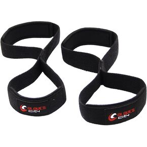 Deadlift Figure 8 Neoprene Padded Figer 8 Strap in Black Color 1 Pair