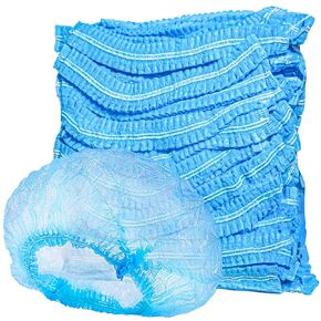 LEOBRO Hair Nets for Food Service Workers, 50PCS Hair Net, Hairnets for Foodservice, Kitchen Hair Nets for Women Men Cooking, Non-woven Bouffant Caps, Disposable Hair Cap Hair Cover, Blue, 21 Inch