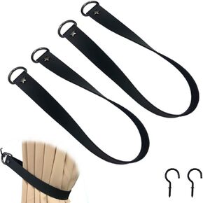 أربطة ستائر جلدية، حامل قضيب ستائر من جلد البولي يوريثان مزخرف، حامل معالجة النوافذ مع خطافين معدنيين لغرفة النوم والمكتب المنزلي، ستائر غرفة المعيشة ديكور 2 حزمة (أسود) in Kuwait