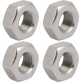 uxcell 4pcs M10 x 1mm Pitch Metric Fine Thread 304 Stainless Steel Hex Nuts