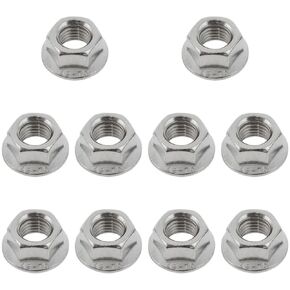 AYLIFU 10 pcs m10x1.25 nut 304 stainless steel flange jam nut hexagonal enlarged flange nuts