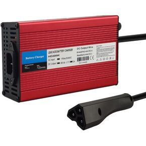 48V 5A RXV Golf Cart Battery Charger for Ez-Go EZgo TXT with RXV Plug 3 Prong, Red Aluminum Shell
