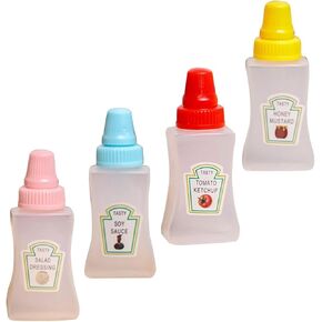 4Pcs Colorful Containers Bottle Sauce Salad Bottle Empty Portable Reusable Multifunctional Honey Bottles Storage Mini Ketchup Bottles for bbq Outdoor Condiment Squeeze Bottles