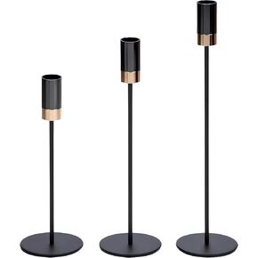 Candle Holders Metal Taper Candle Holder Two Tone Candlestick Holder for Home Decoration, Wedding, Dinning, Party, Romantic Moments Fits 3/4 inch Candle&Led Candles (Set of 3)